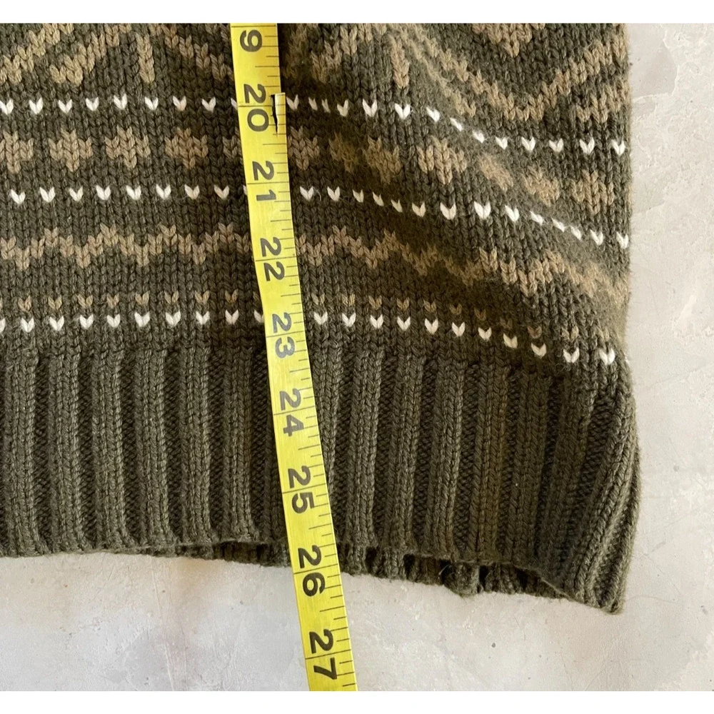 Banana Republic Fair‎ Isle Heritage Cottagecore Forest Green Grandpa Sweater L
